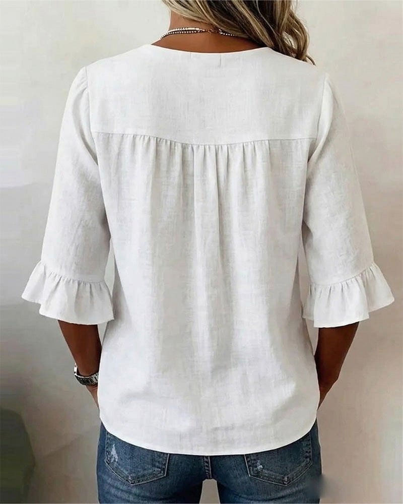 Blusas Sophia con botones de madera y volantes