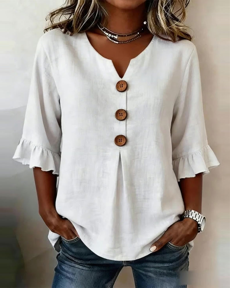 Blusas Sophia con botones de madera y volantes