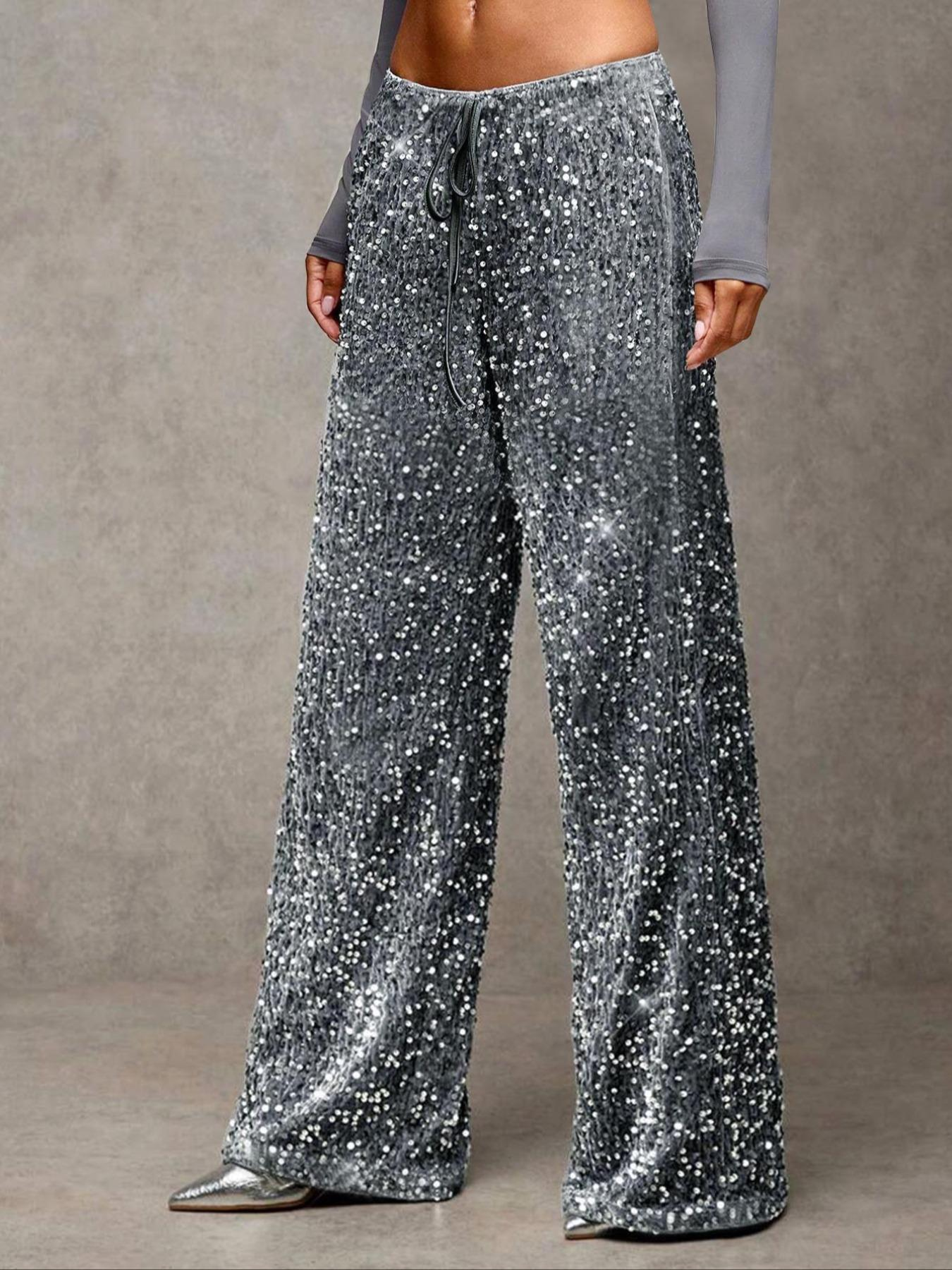 Pantalón Palazzo de Lentejuelas Luxury Fit