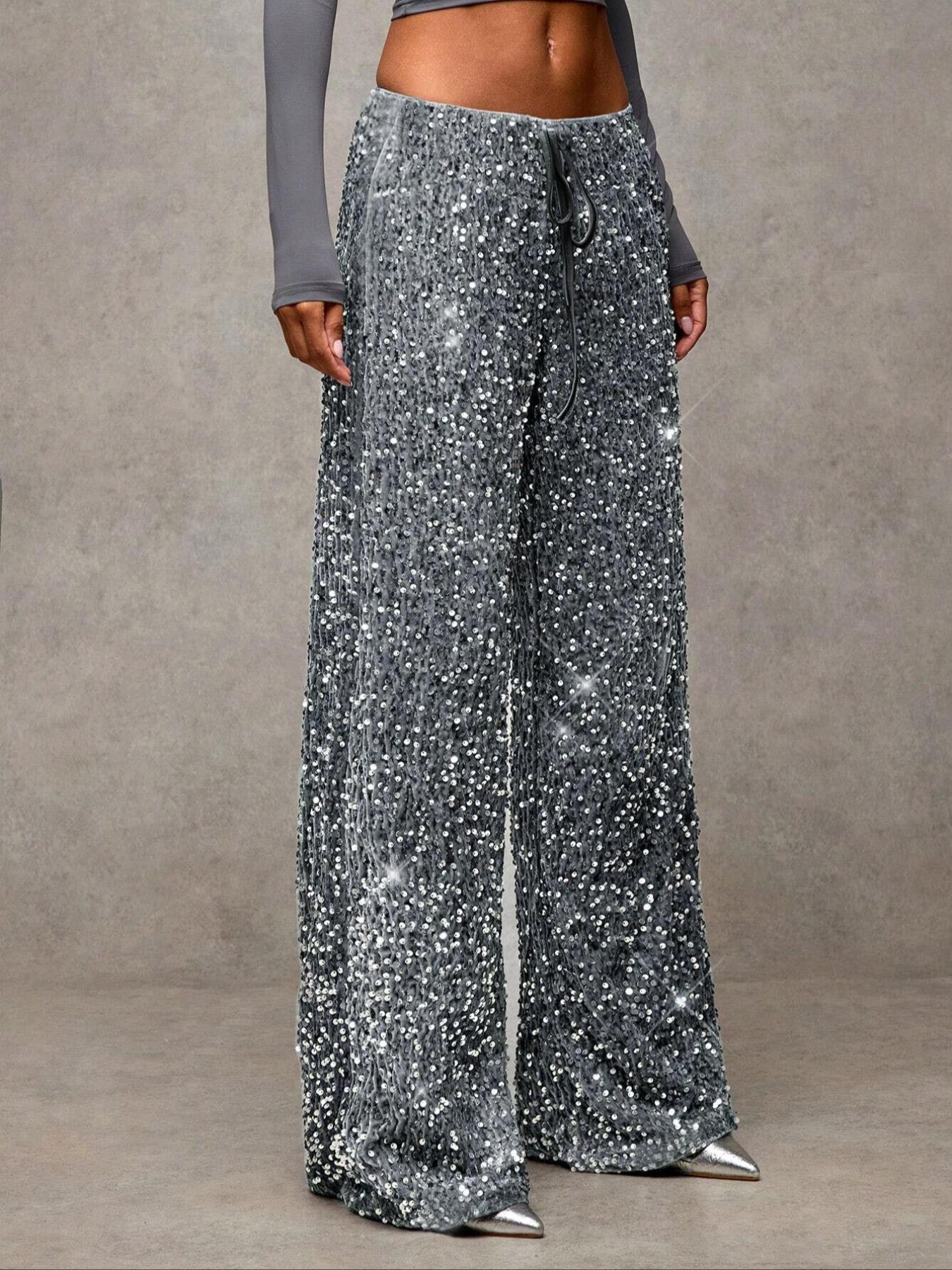 Pantalón Palazzo de Lentejuelas Luxury Fit