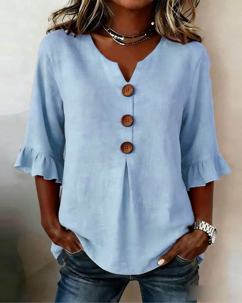 Blusas Sophia con botones de madera y volantes