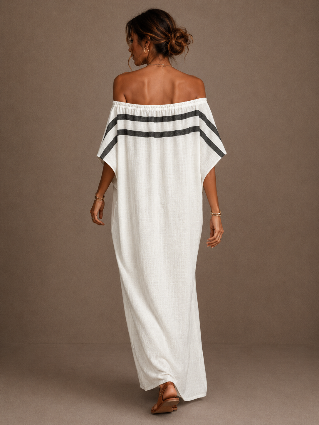 Aveline | Vestido largo con hombros al aire y mangas de murciélago
