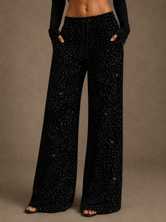 Pantalón Palazzo de Lentejuelas Luxury Fit