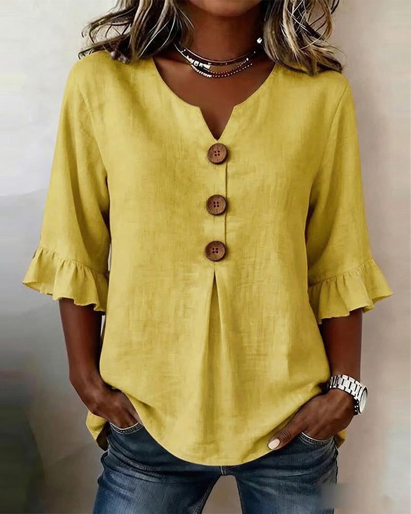 Blusas Sophia con botones de madera y volantes