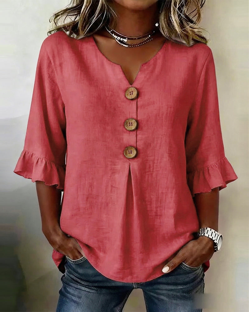 Blusas Sophia con botones de madera y volantes